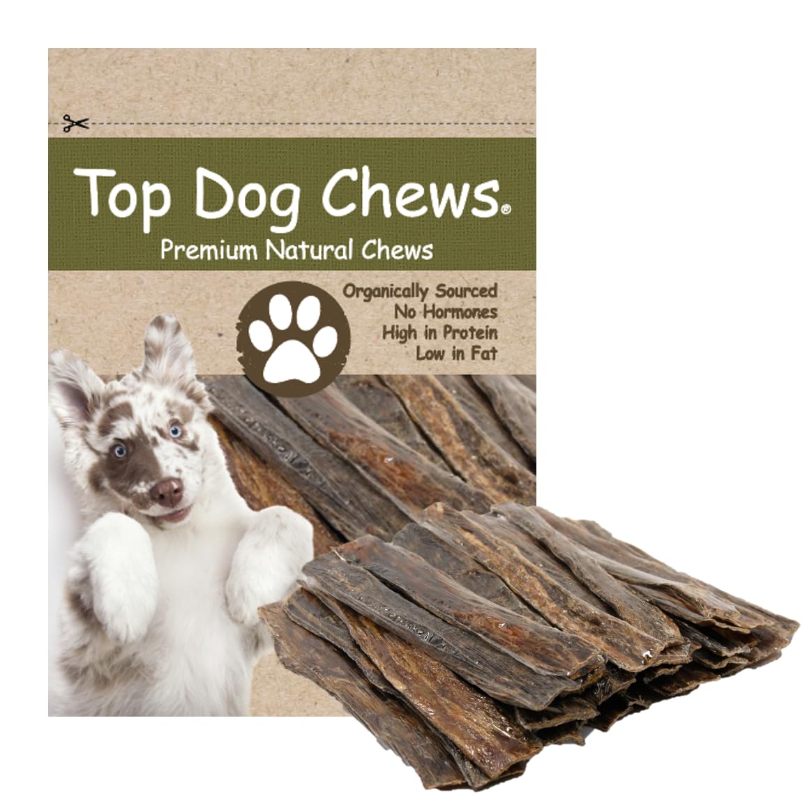 Top Dog Chews beef esophagus jerky supports dental health during daily chewing
