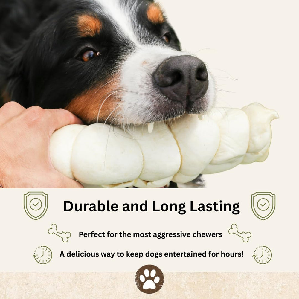 Top Dog Chews buffalo beef cheek roll texture close-up for durable chewing.