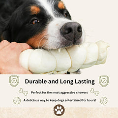 Top Dog Chews buffalo beef cheek roll texture close-up for durable chewing.