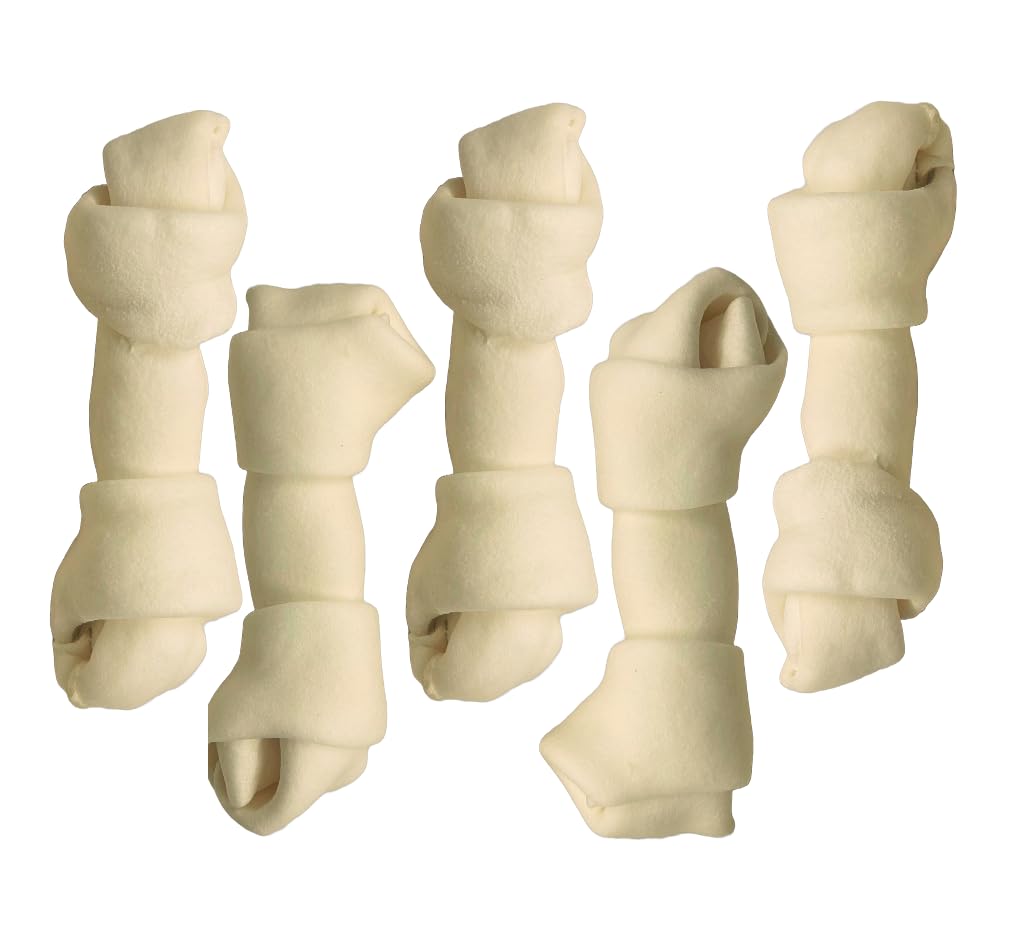 Top Dog Chews natural beef rawhide bones 8-10 inch length for durable chewing sessions.