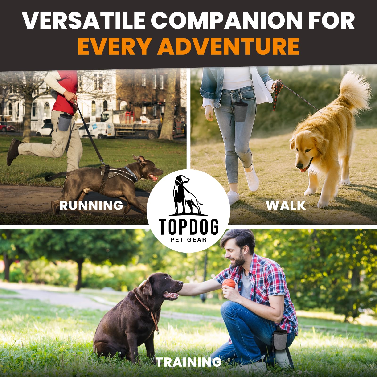 Top Dog Pet Gear large storage pocket for longer training sessions.
