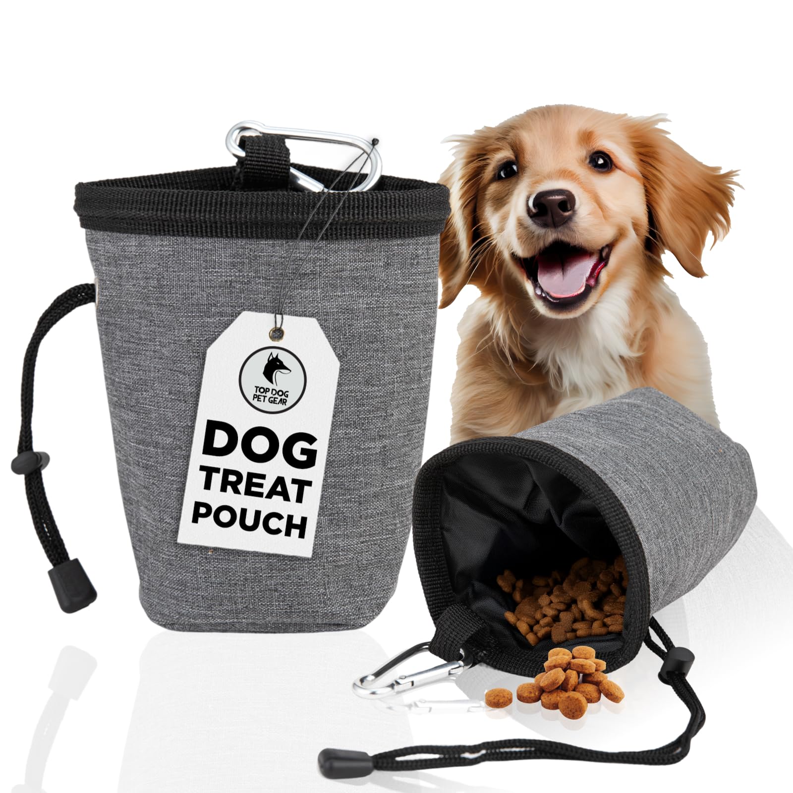 Top Dog Pet Gear dog treat pouch clip-on for hands-free training rewards.