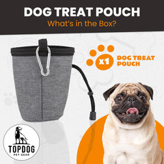Top Dog Pet Gear puppy treat pouch with water-proof liner keeps treats dry during walks.