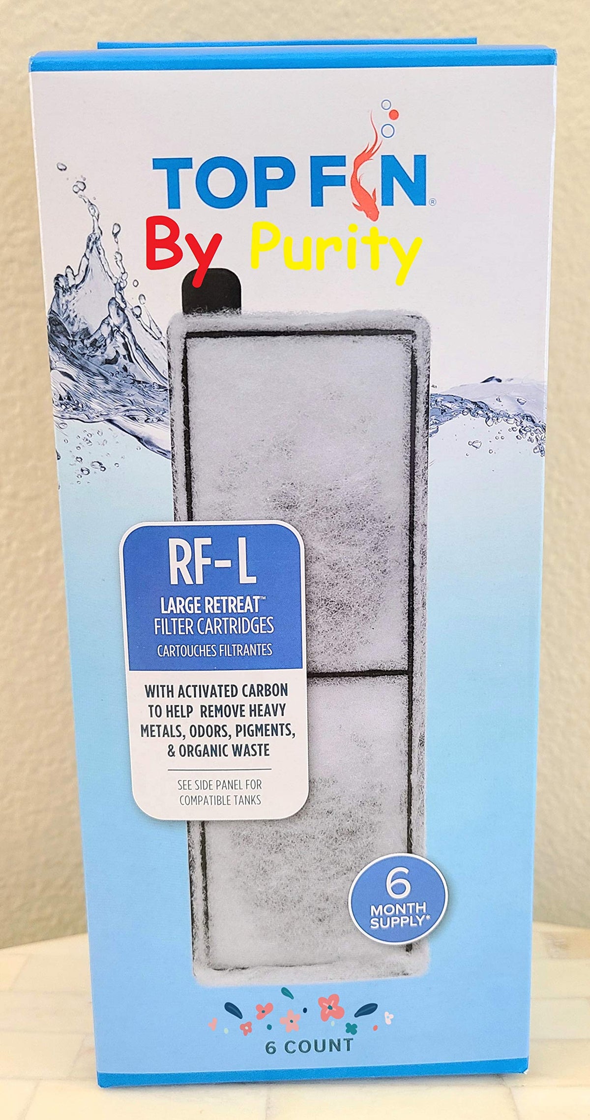 Top Fin Retreat Filter Large RF-L packshot showing six-pack replacement filters for aquarium maintenance
