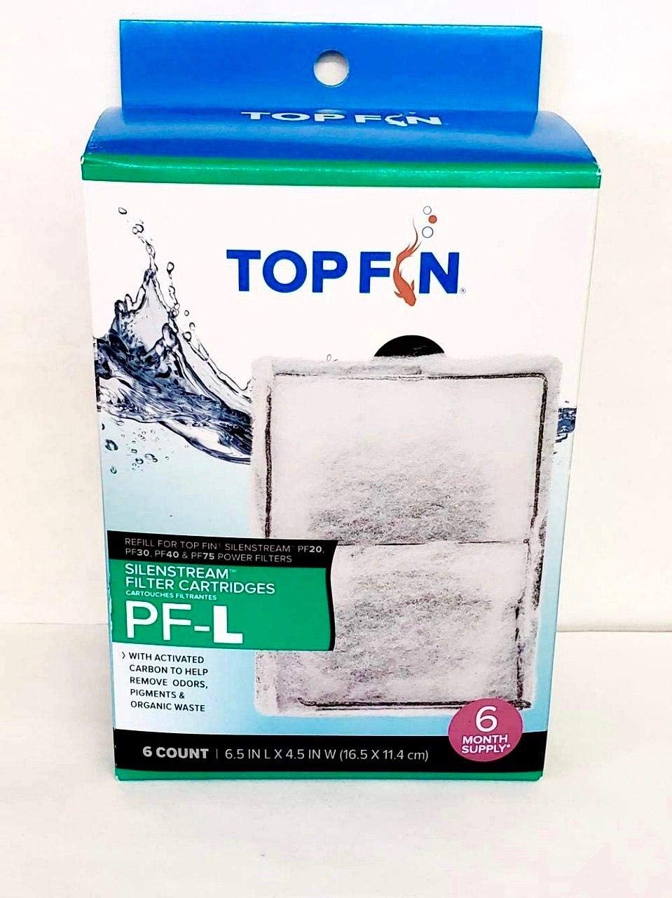 Top Fin Silenstream PF-L cartridge refill close-up demonstrating activated carbon for clearer water.