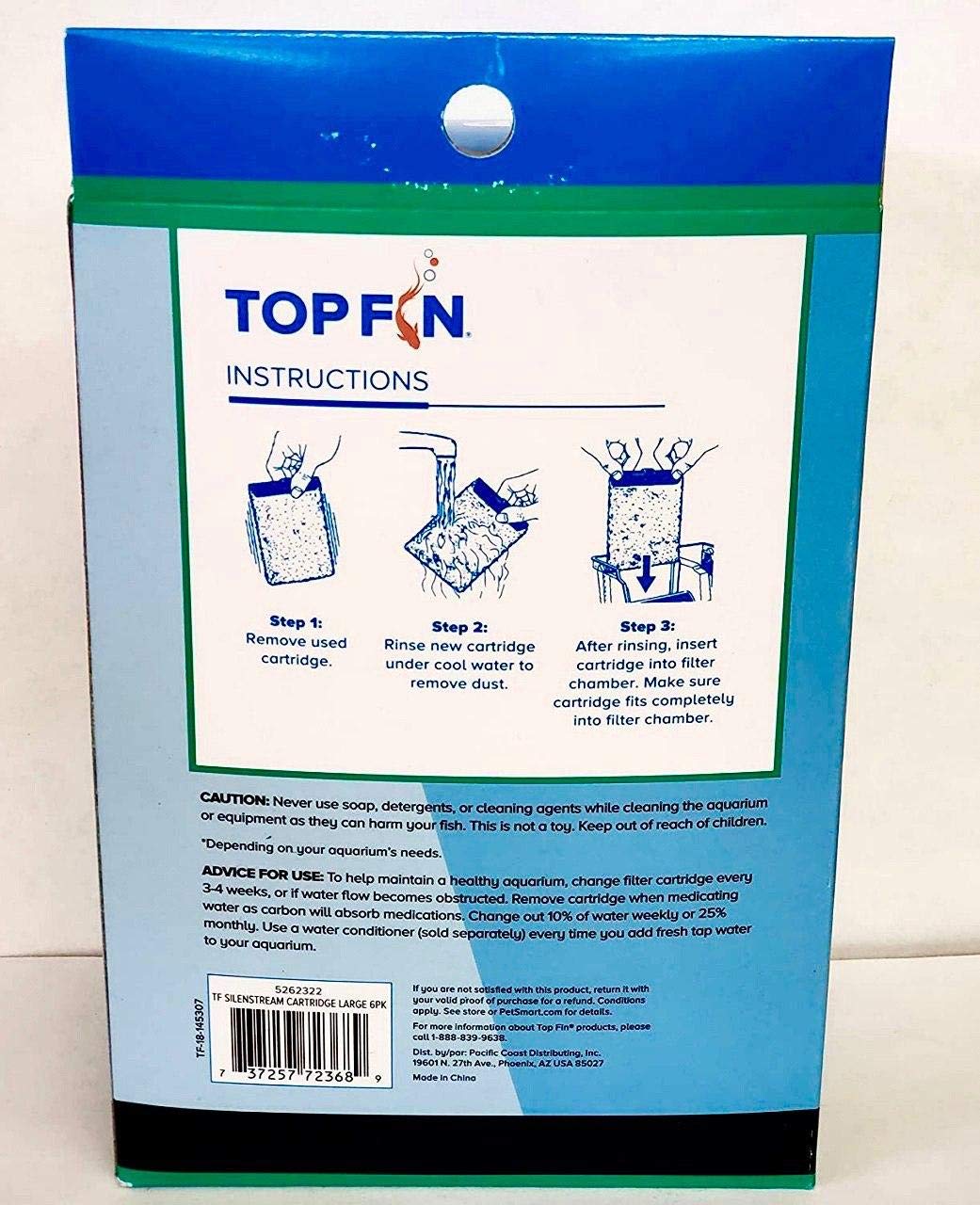 Top Fin Silenstream PF-L cartridge refill 6-count pack for easy maintenance and odor control.
