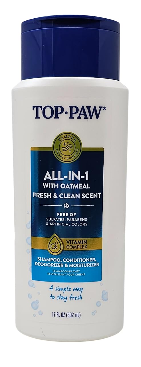 Top Paw All-in-1 after-bath-coat-finish: moisturized fur for a soft, cuddly feel.