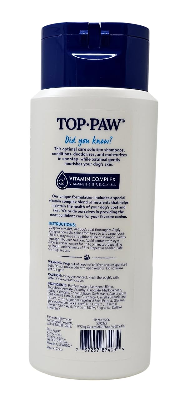 Top Paw All-in-1 flip-top-bottle: convenient solo-bath use.