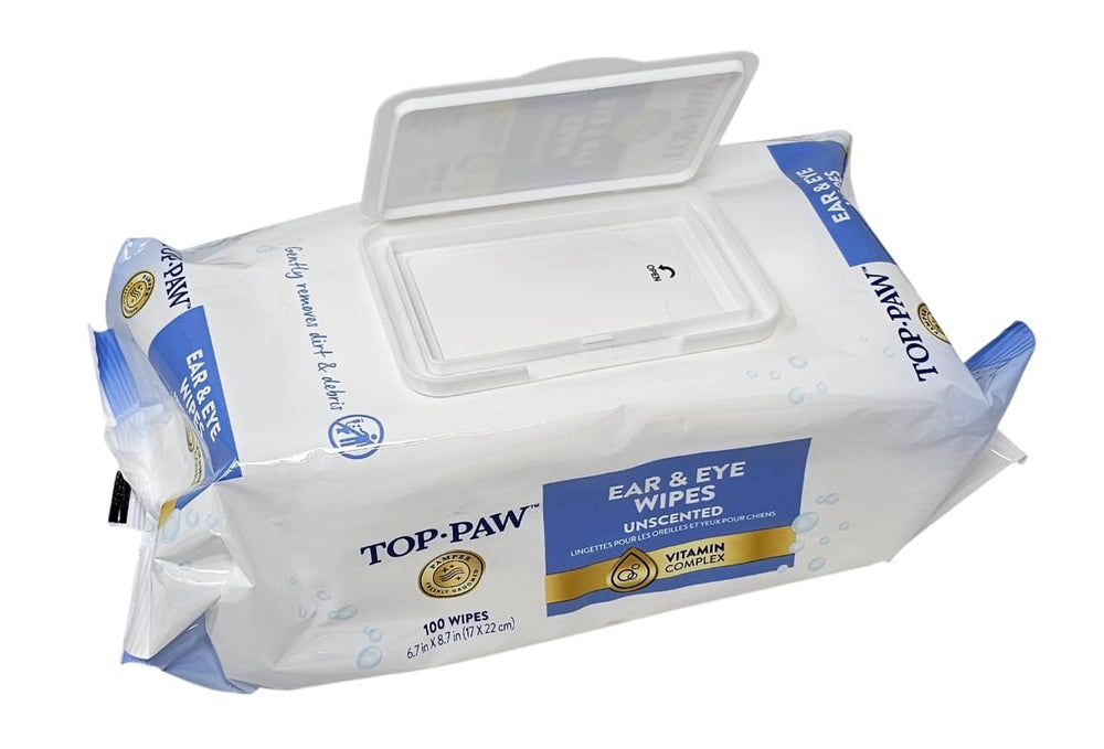 TOP PAW Ear and Eye Wipes measure 6.7 by 8.7 inches for full coverage.