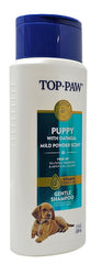 Top Paw Puppy Oatmeal Shampoo lather on puppy's coat for soft cleanliness.
