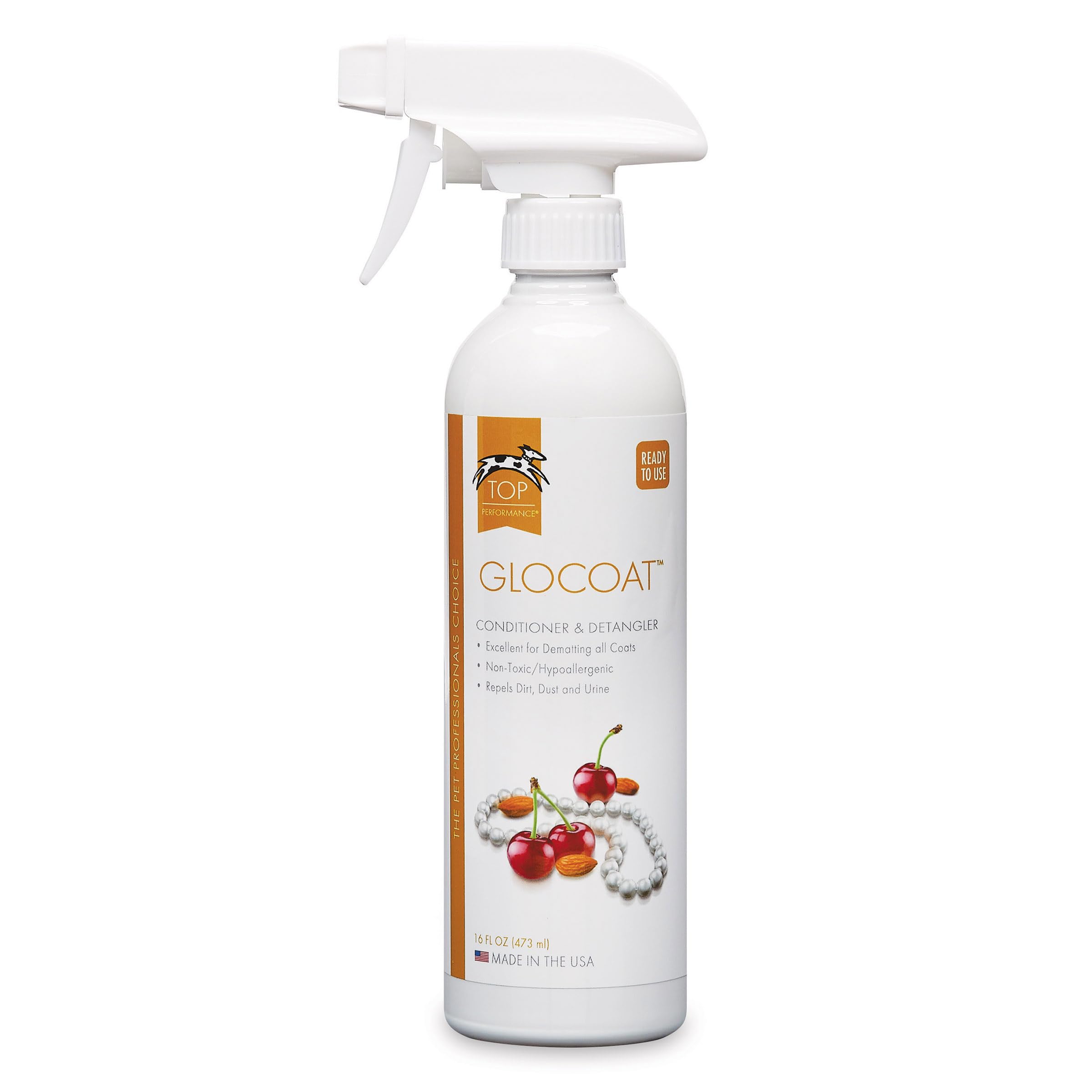 Top Performance GloCoat bottle-pour for easy spray application and detangling.