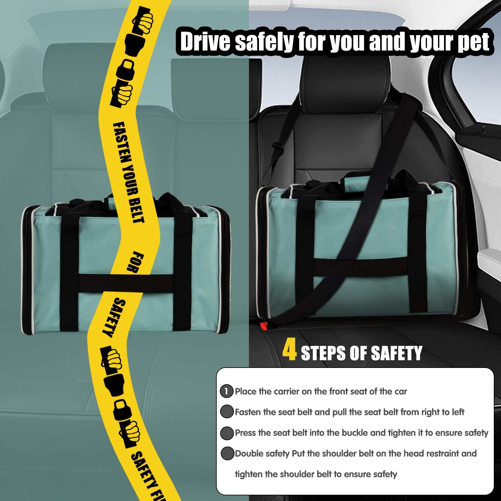 Top tasta cat carrier breathable mesh sides promote airflow during travel.