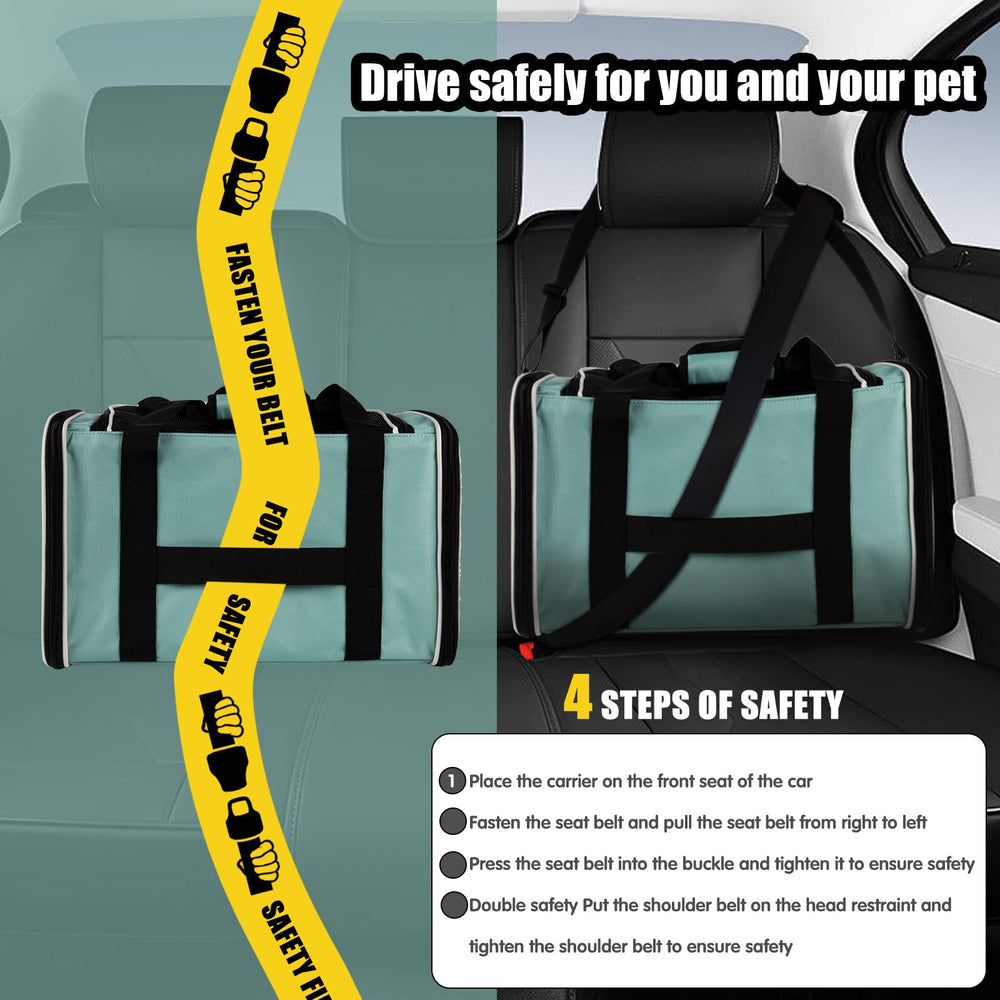 Top tasta cat carrier breathable mesh sides promote airflow during travel.