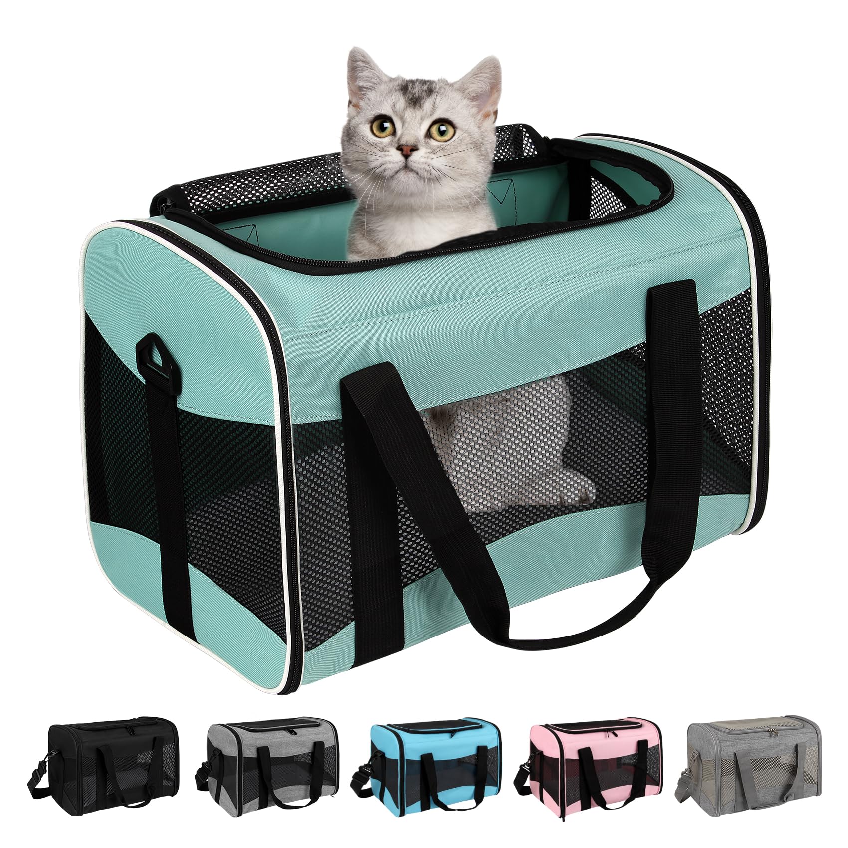 Top tasta cat carrying case front view, airline approved for stress-free pet travel