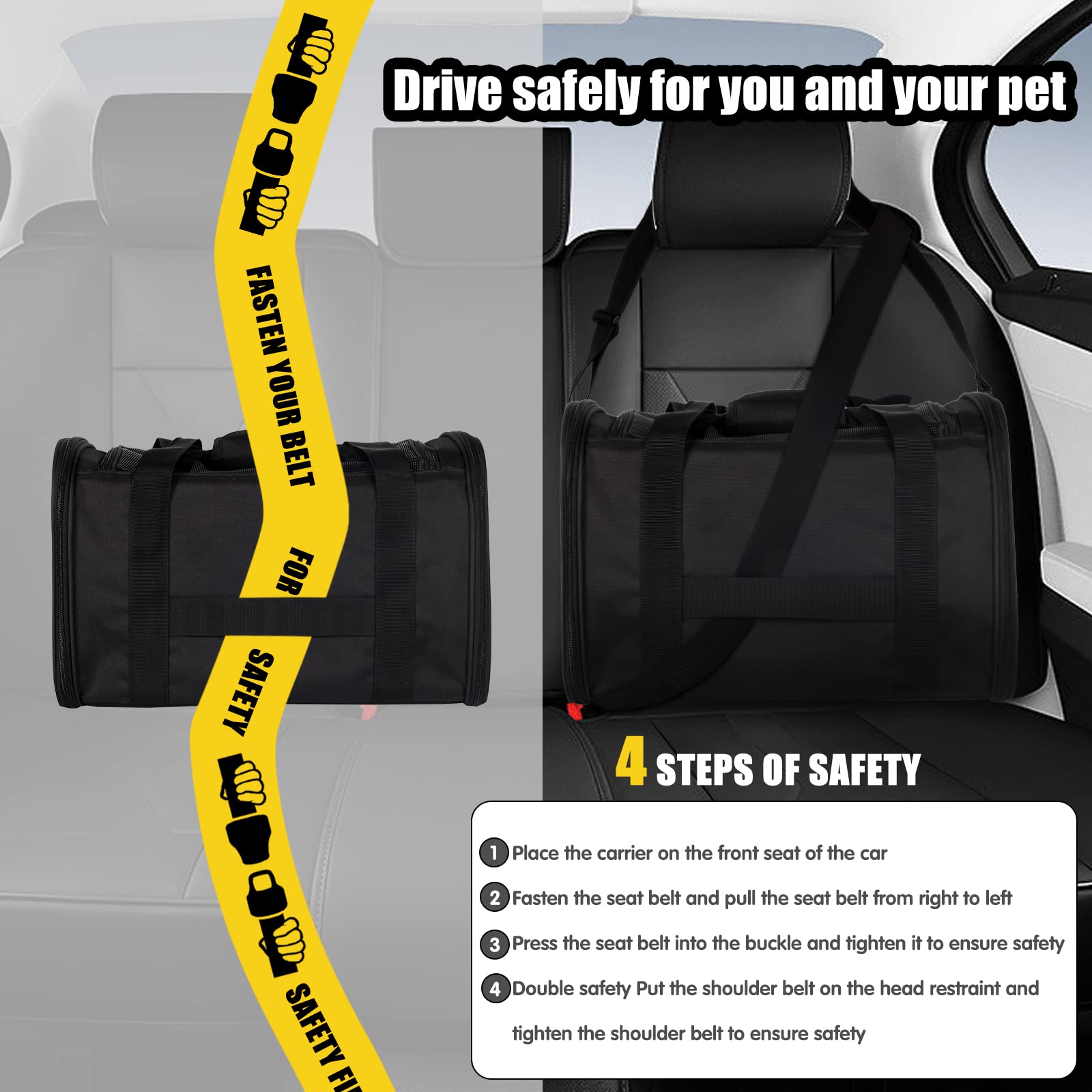 Top tasta carrier with adjustable shoulder strap for hands-free carry.