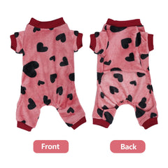 Topbuti Love Heart dog pajamas front view with elastic cuffs for secure fit