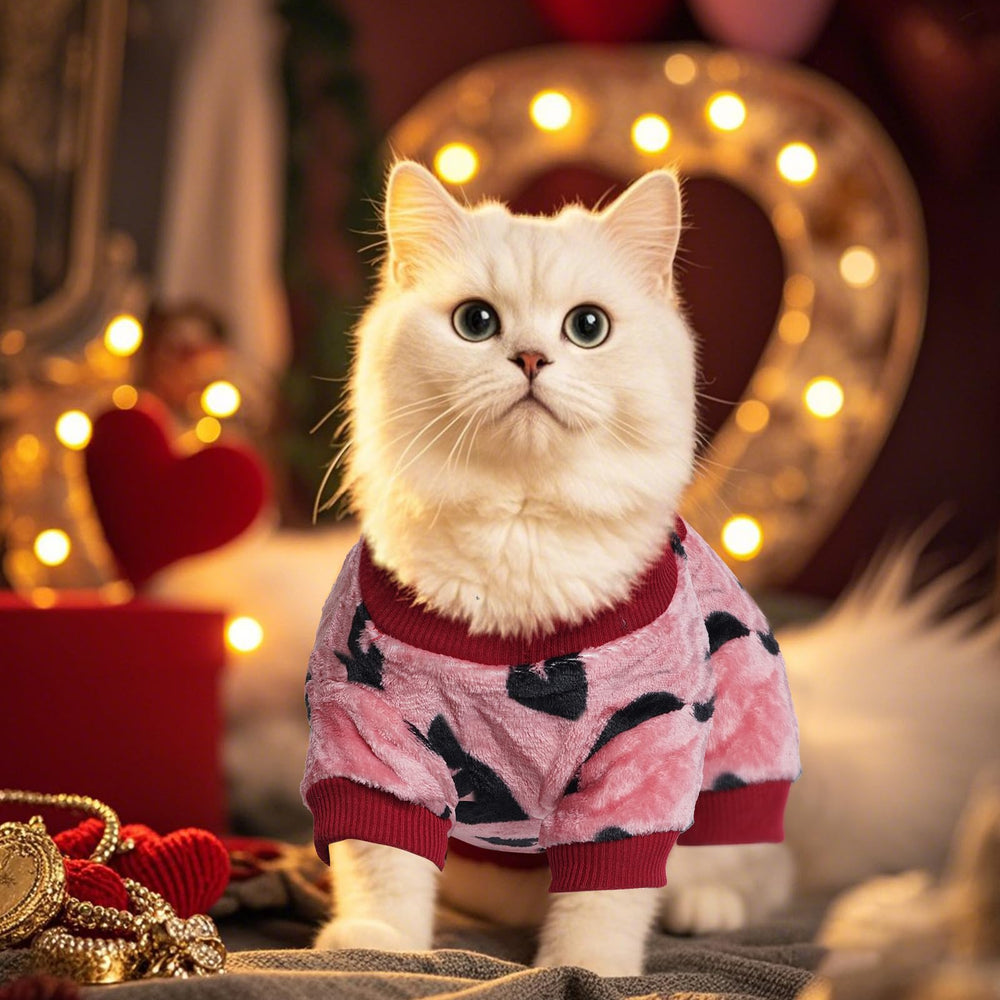 Topbuti Love Heart pajamas on small dog demonstrate easy wear and daily comfort