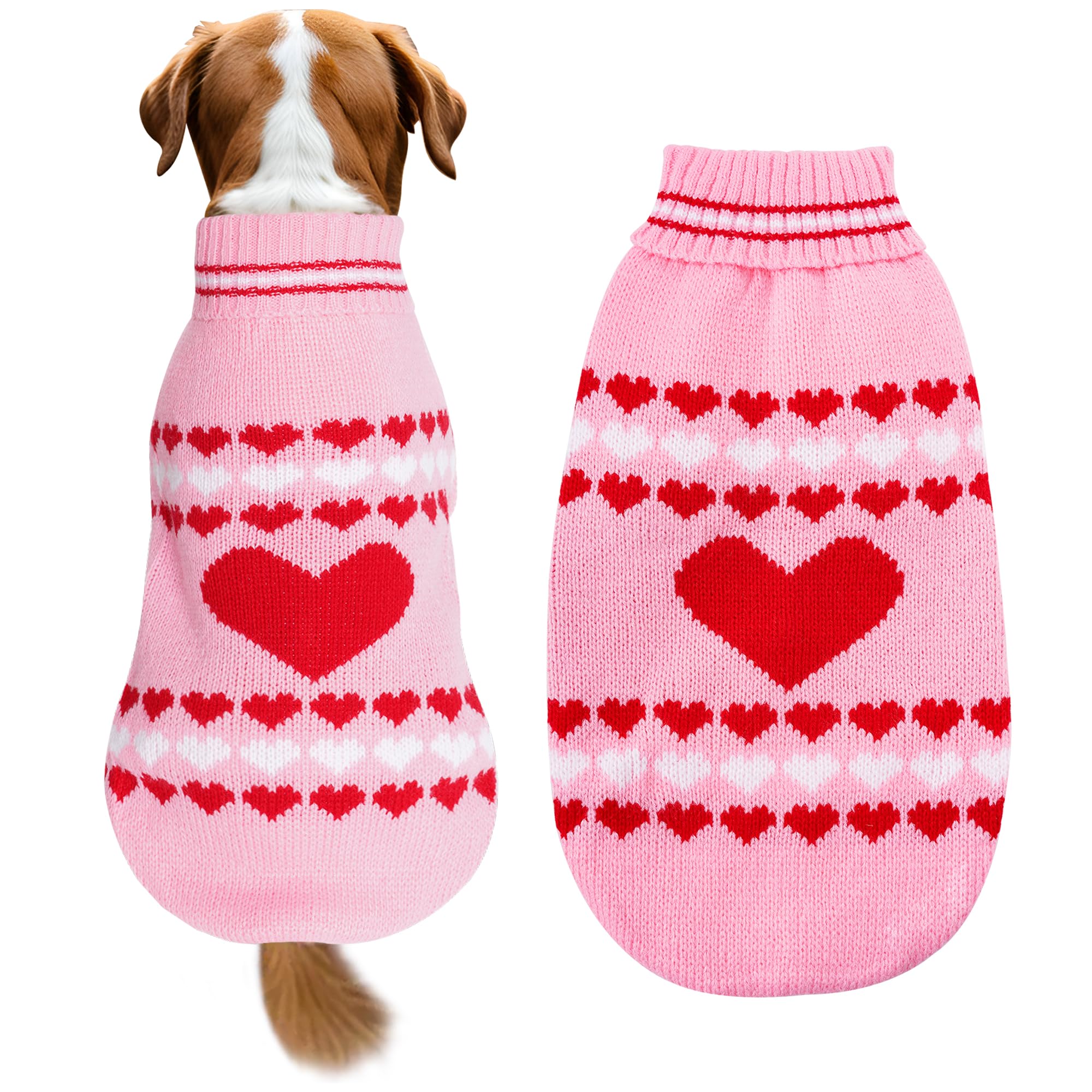 Topbuti dog sweater pullover with heart pattern keeps small pets warm