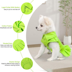 Topkins breathable cotton dog dress in green for warm days comfort.
