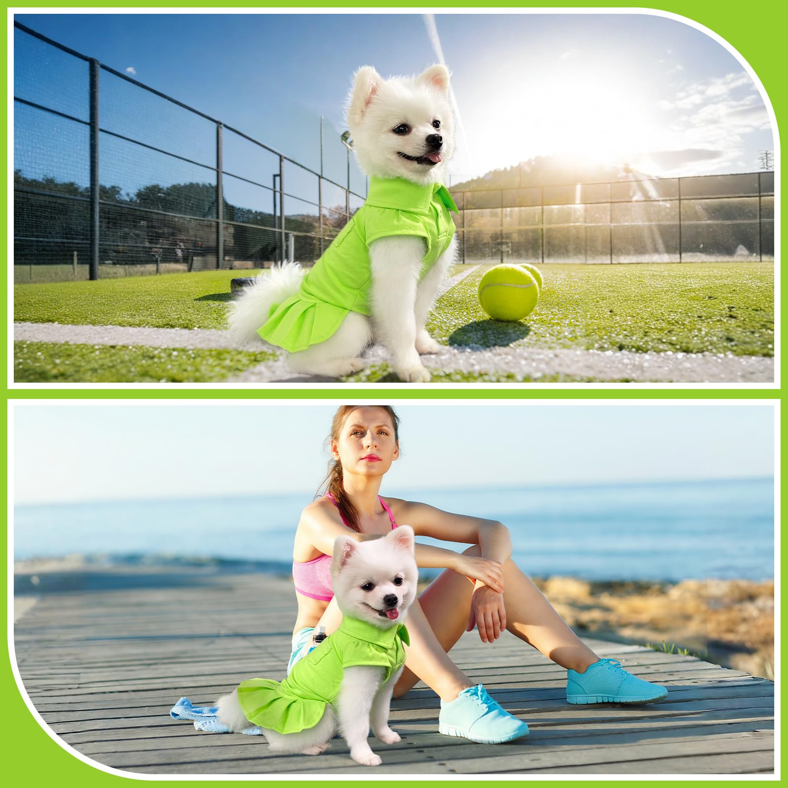 Topkins dress in green for daily wear and pet-friendly parties.