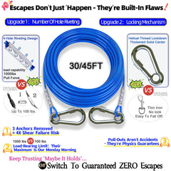 TOPKNOT 30ft dog-run cable keeps dogs safely tethered during camping