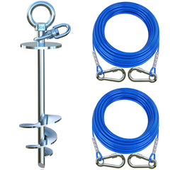 TOPKNOT dog tie-out stake demonstrates heavy-duty stainless steel for durable yard anchoring