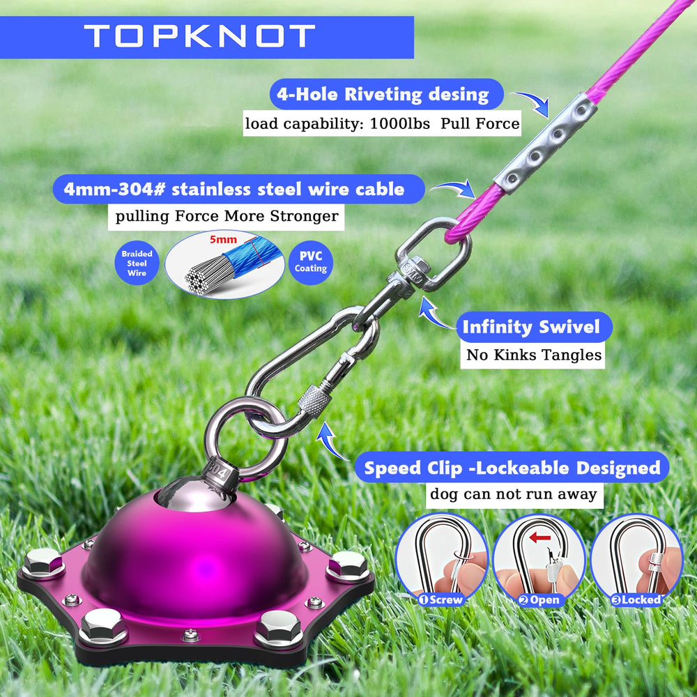 TOPKNOT outdoor camping-ready tie-out for safe pet roaming