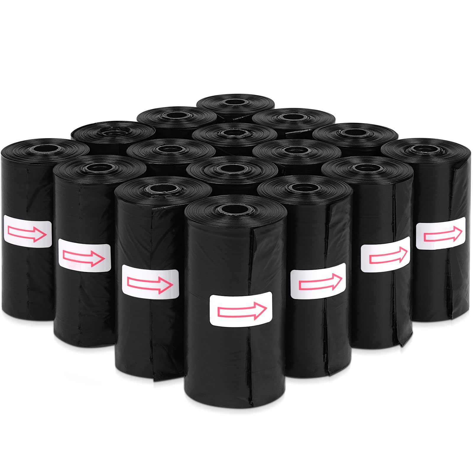 Toplive dog waste bags roll pack in black, 16 rolls for convenient cleanup on walks