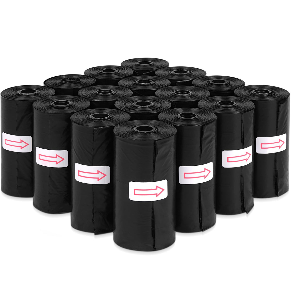 Toplive dog waste bags roll pack in black, 16 rolls for convenient cleanup on walks