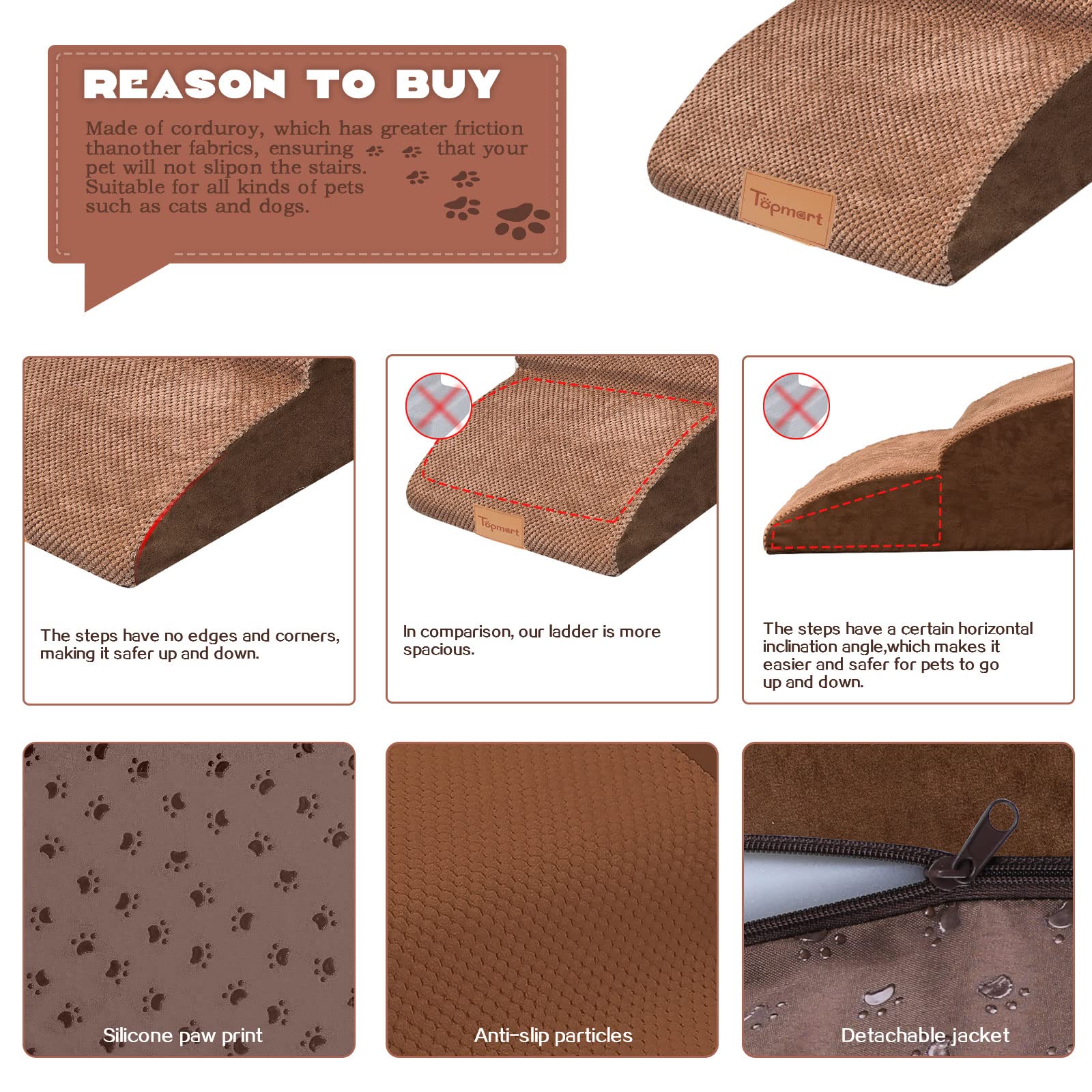 Topmart removable machine-washable stair cover keeps the setup fresh.