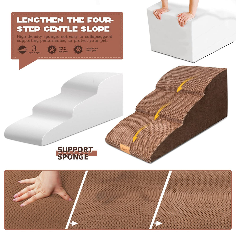 Topmart waterproof corduroy cover on stairs protects foam from spills.