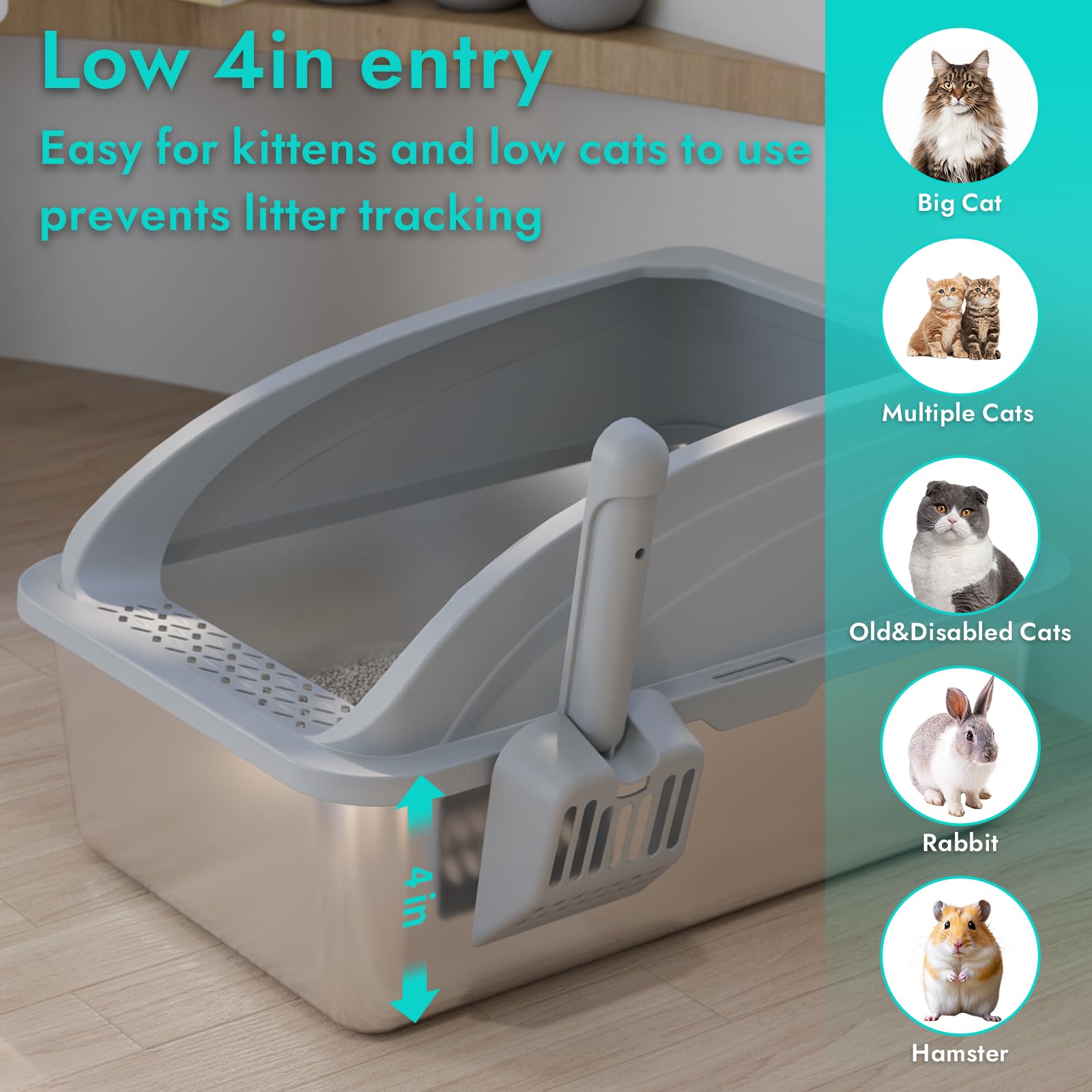 TopOpen non-stick surface lets waste rinse away with minimal effort.