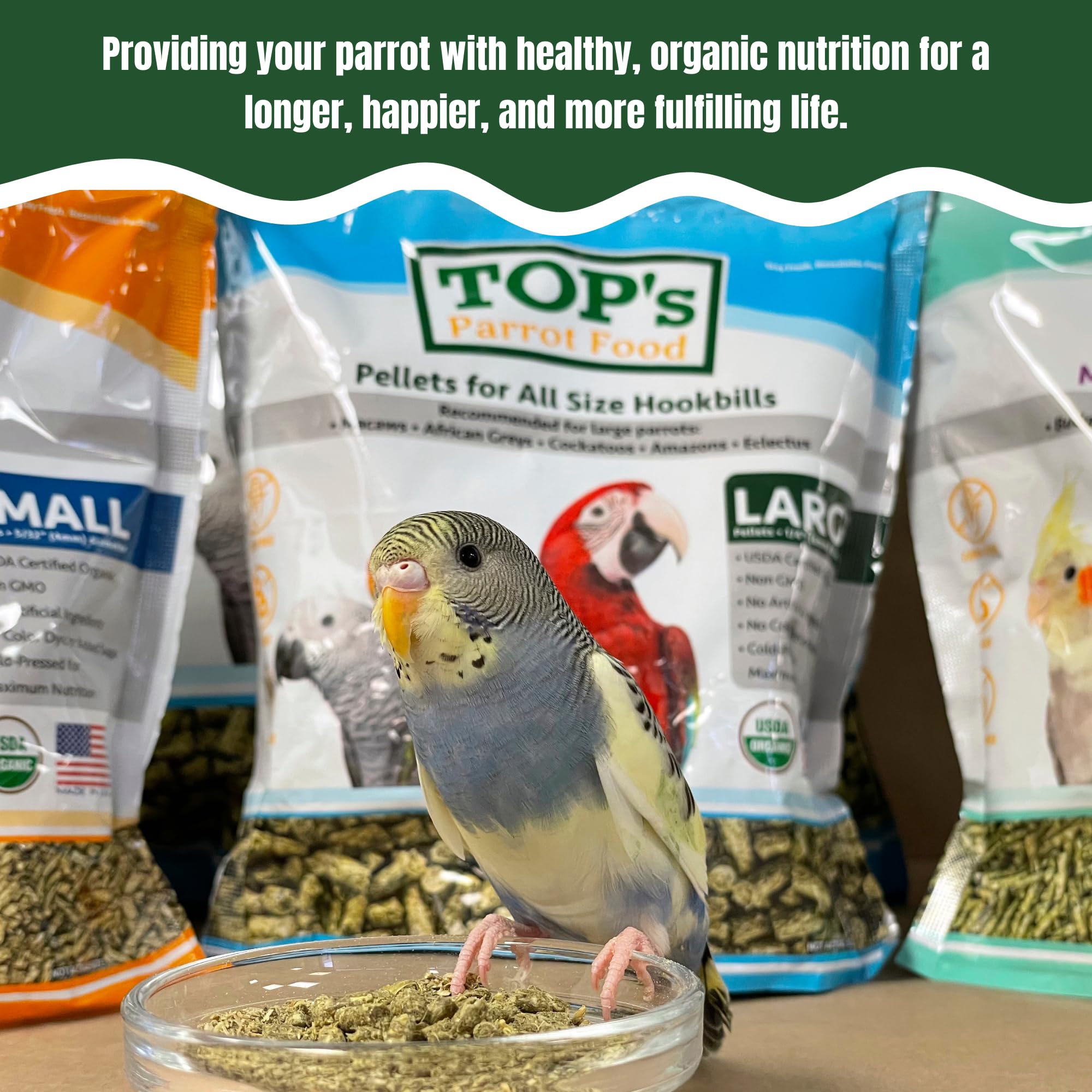 TOP's Parrot Food pellets portioning supports easy daily feeding.