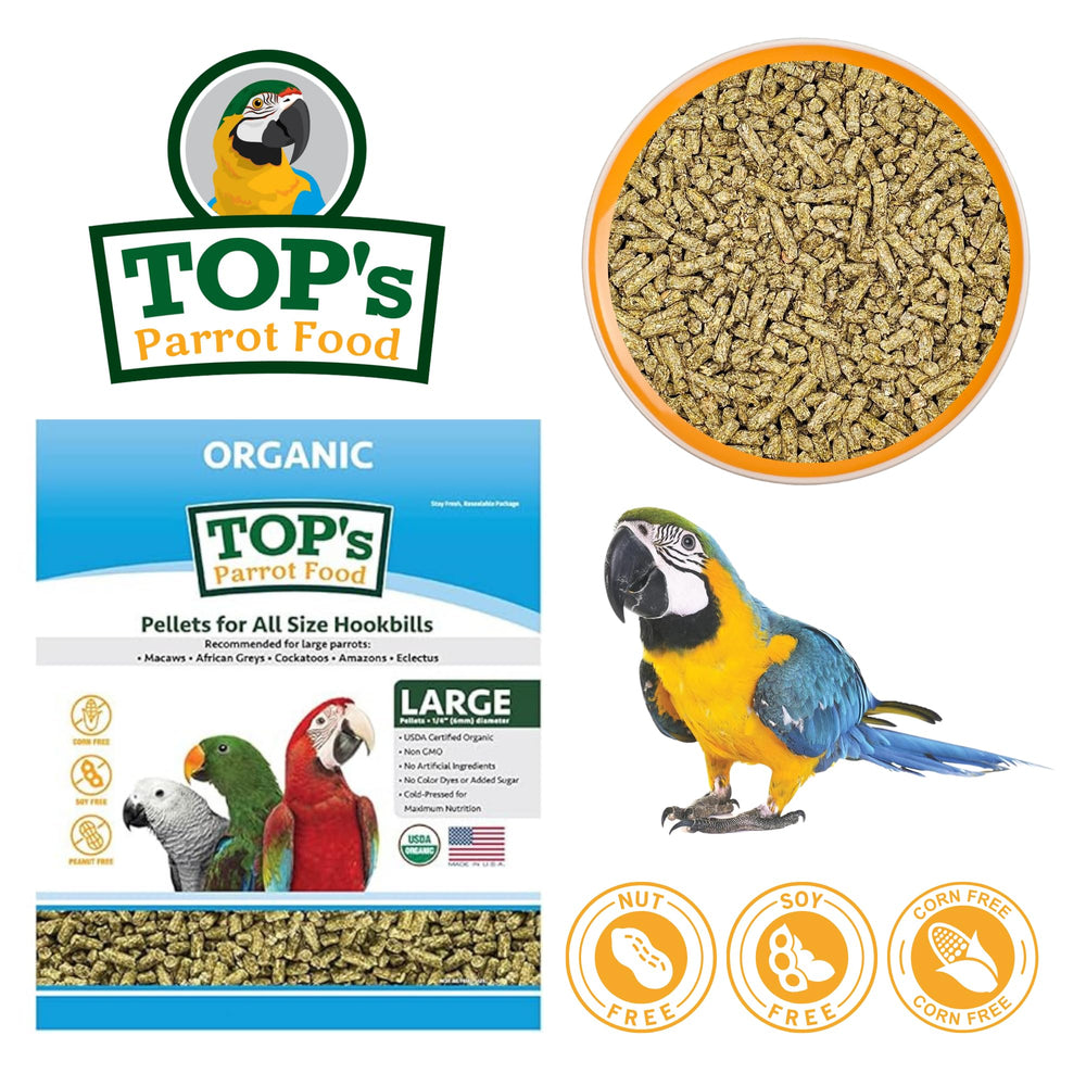 Closeup of TOP's Parrot Food pellets texture, highlighting natural nutrient preservation.