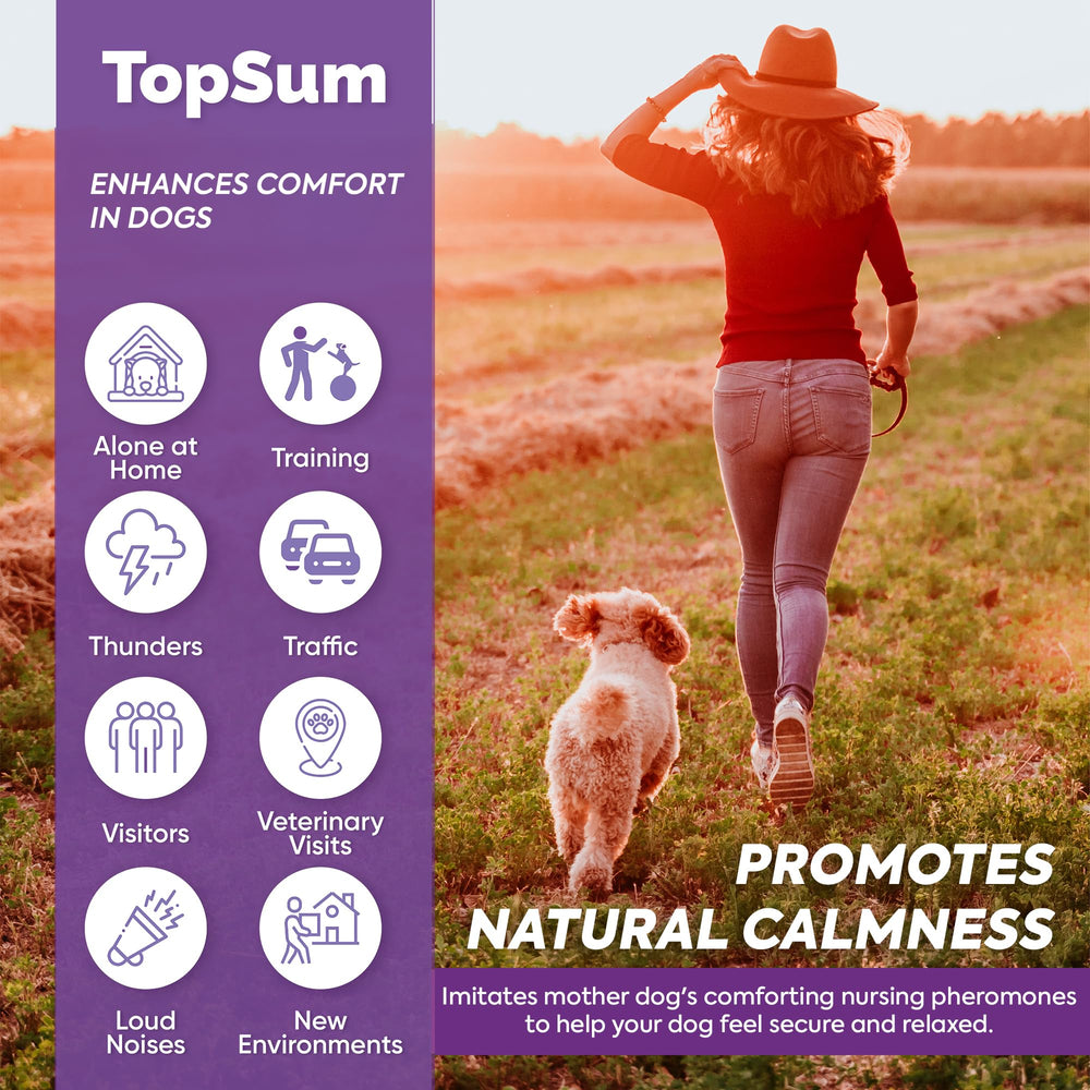 TopSum pheromone refills close-up reveal labels and natural calming benefits.