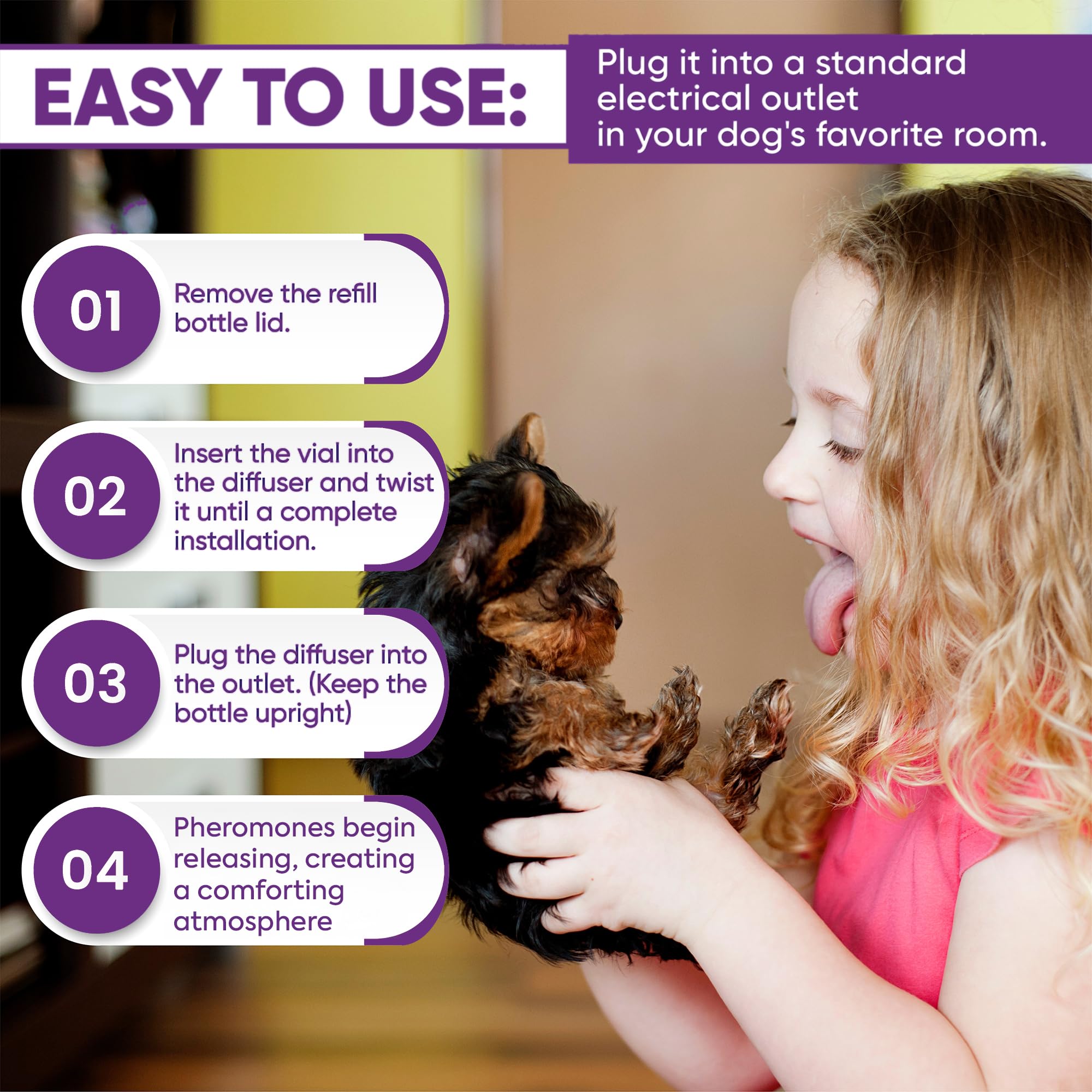 TopSum dog-relief use scene depicts a peaceful home after activation