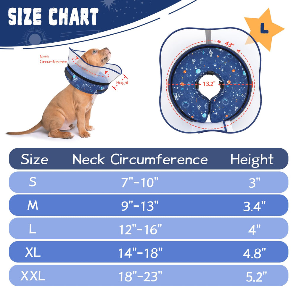 Toptakeit elevated inflatable dog cone secure inner-collar attachment prevents slipping