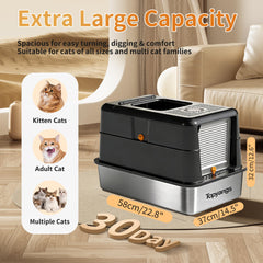 Topyangs enclosed litter box with ample space for larger cats.