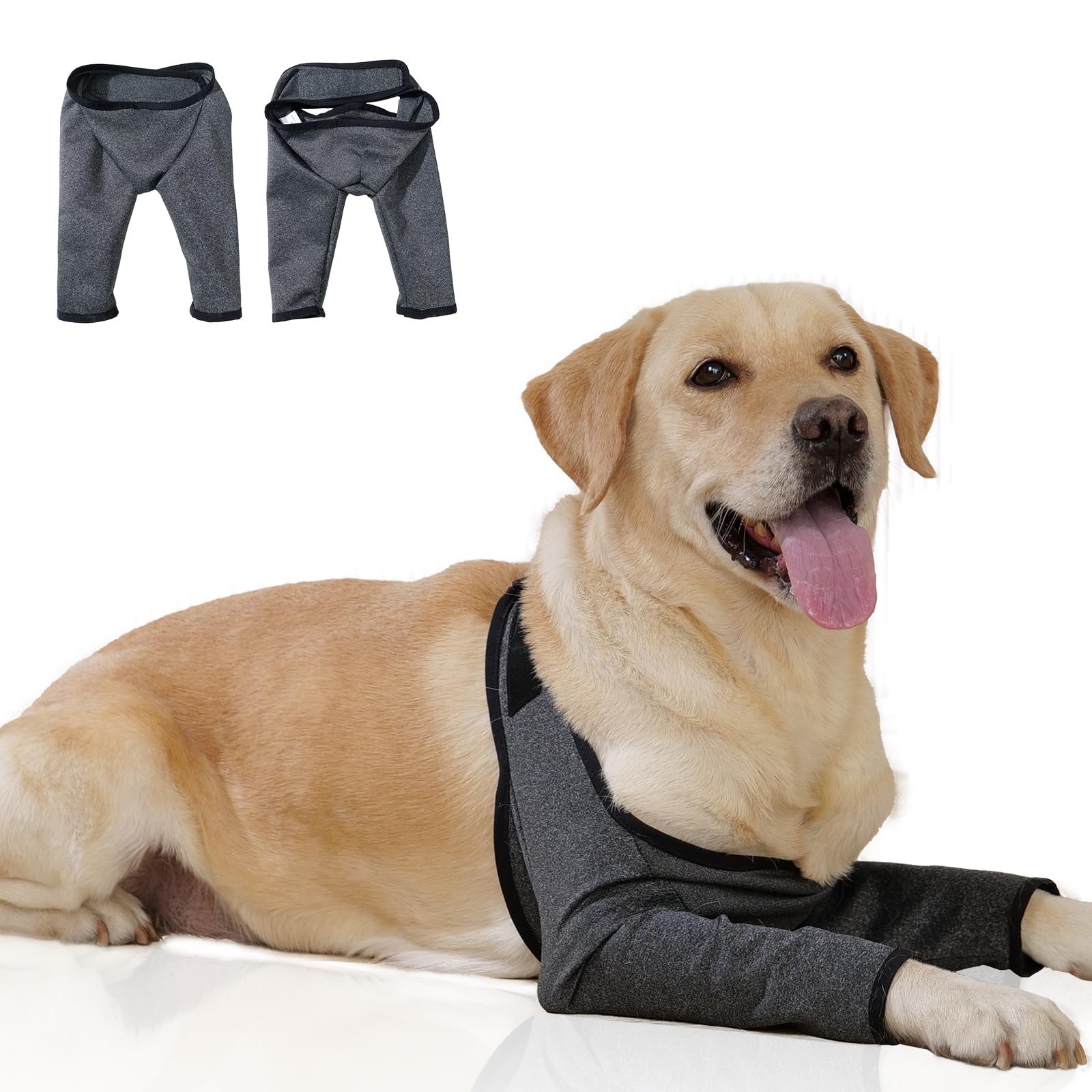 TORJOY dog recovery sleeve front leg XXL in Heather Gray reduces licking during recovery.