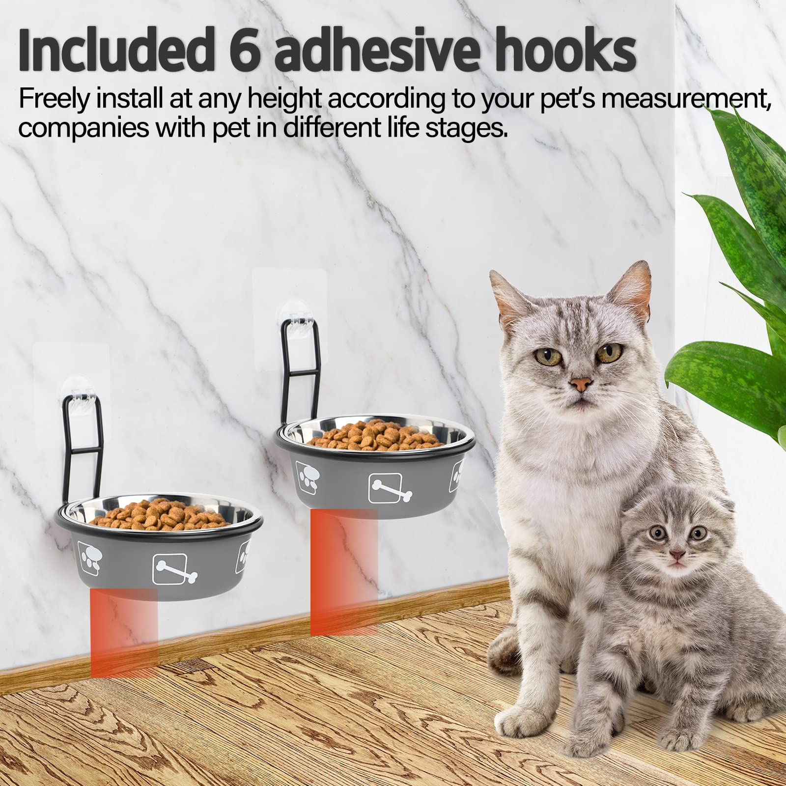 Torlam elevated bowls non-slip design keeps bowls steady while eating