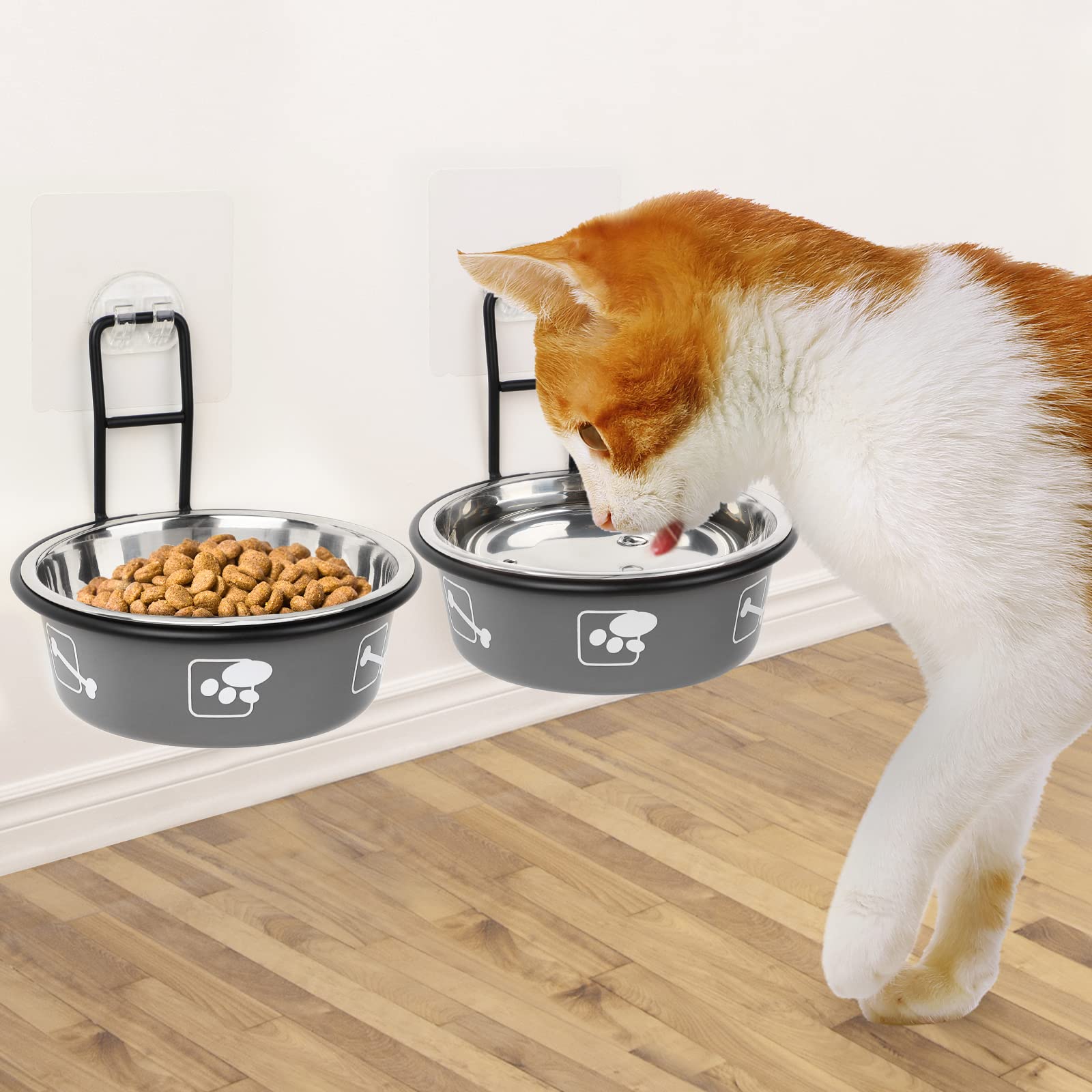 Torlam elevated bowls wall-mount assembly secure mounting for calm meals