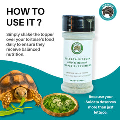 Tortoise Resource Center sulcata shell growth bottle supports mineral balance.
