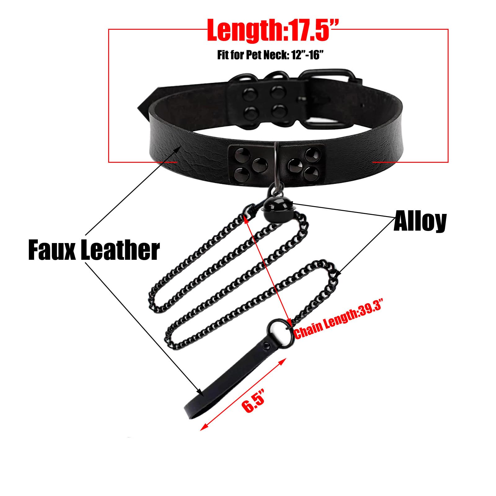 Tosmifairy faux-leather collar and alloy leash set versatile for cosplay.