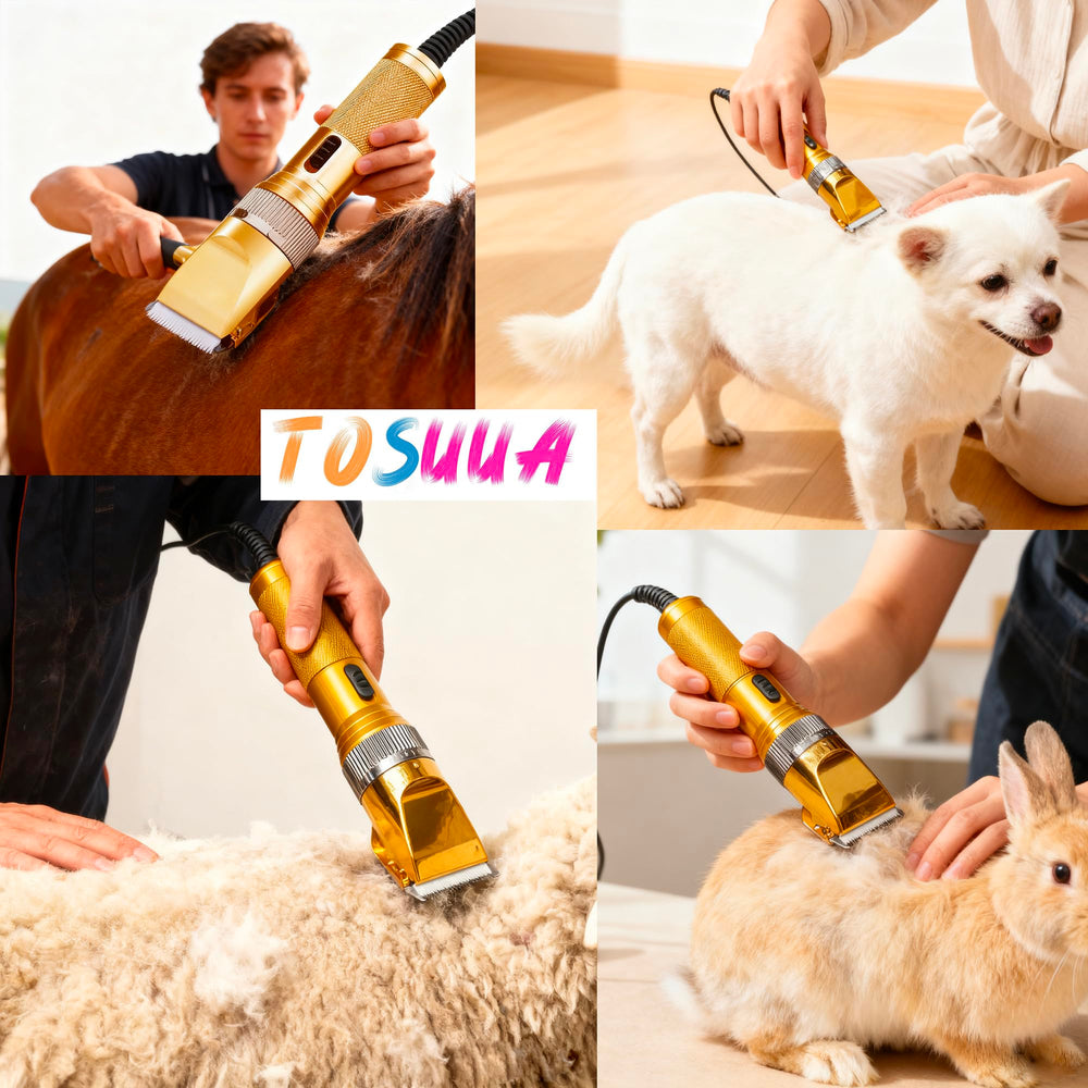 Tosuua heavy duty pet grooming clippers motor detail highlights 36V power for thick coats.