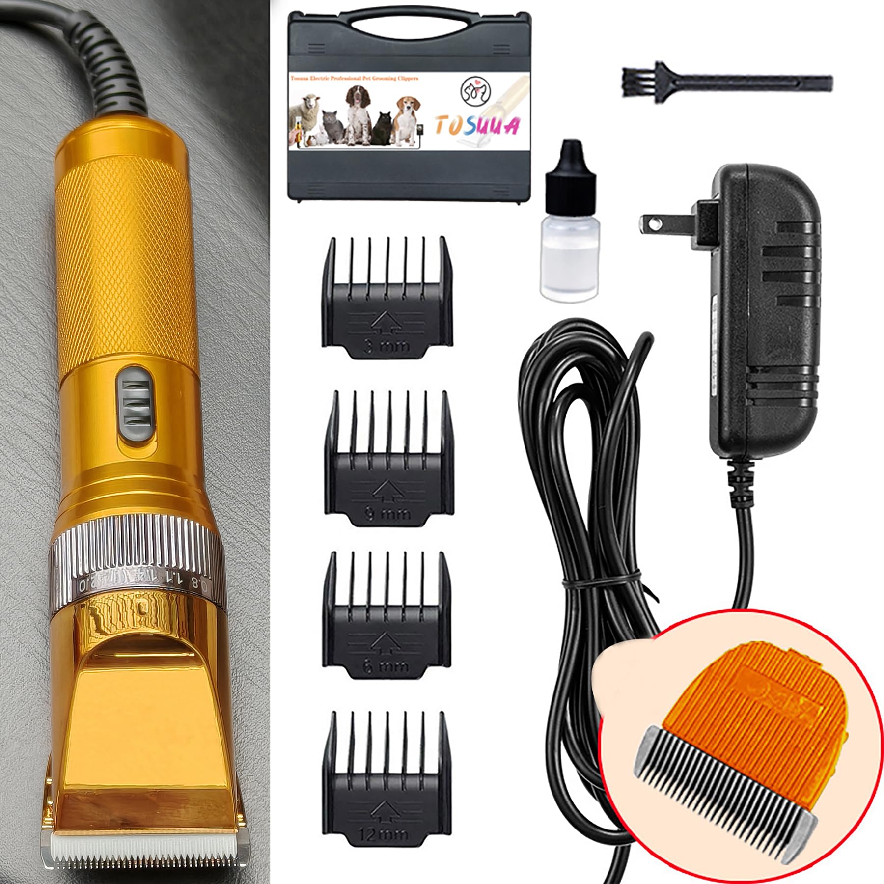 Tosuua heavy duty pet grooming clippers storage case keeps blades organized.