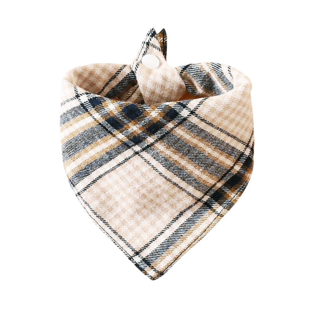 Tosygnb embellished plaid dog bandana close-up shows adjustable fit.