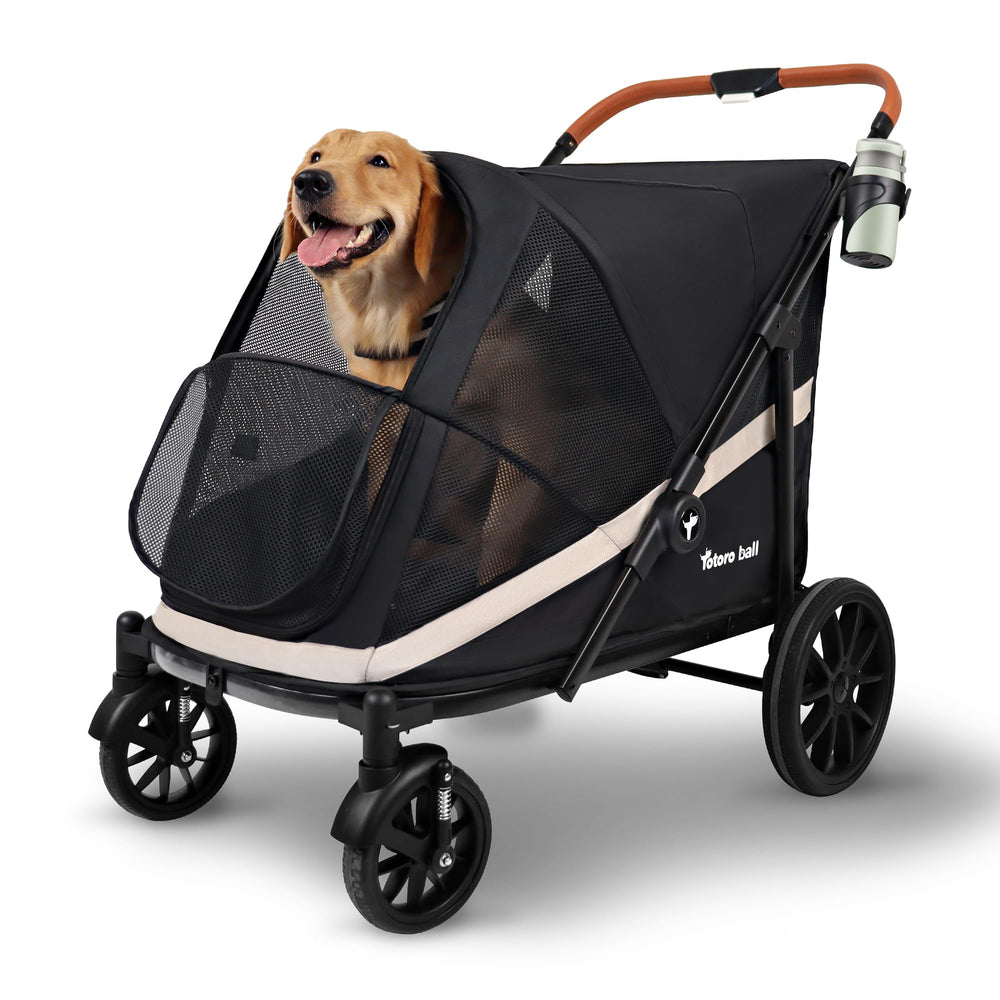Totoro Ball dog stroller front view with breathable mesh for comfortable outings.