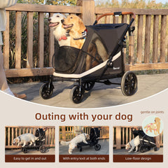 Totoro Ball dog stroller side view highlighting spacious interior for large dogs.