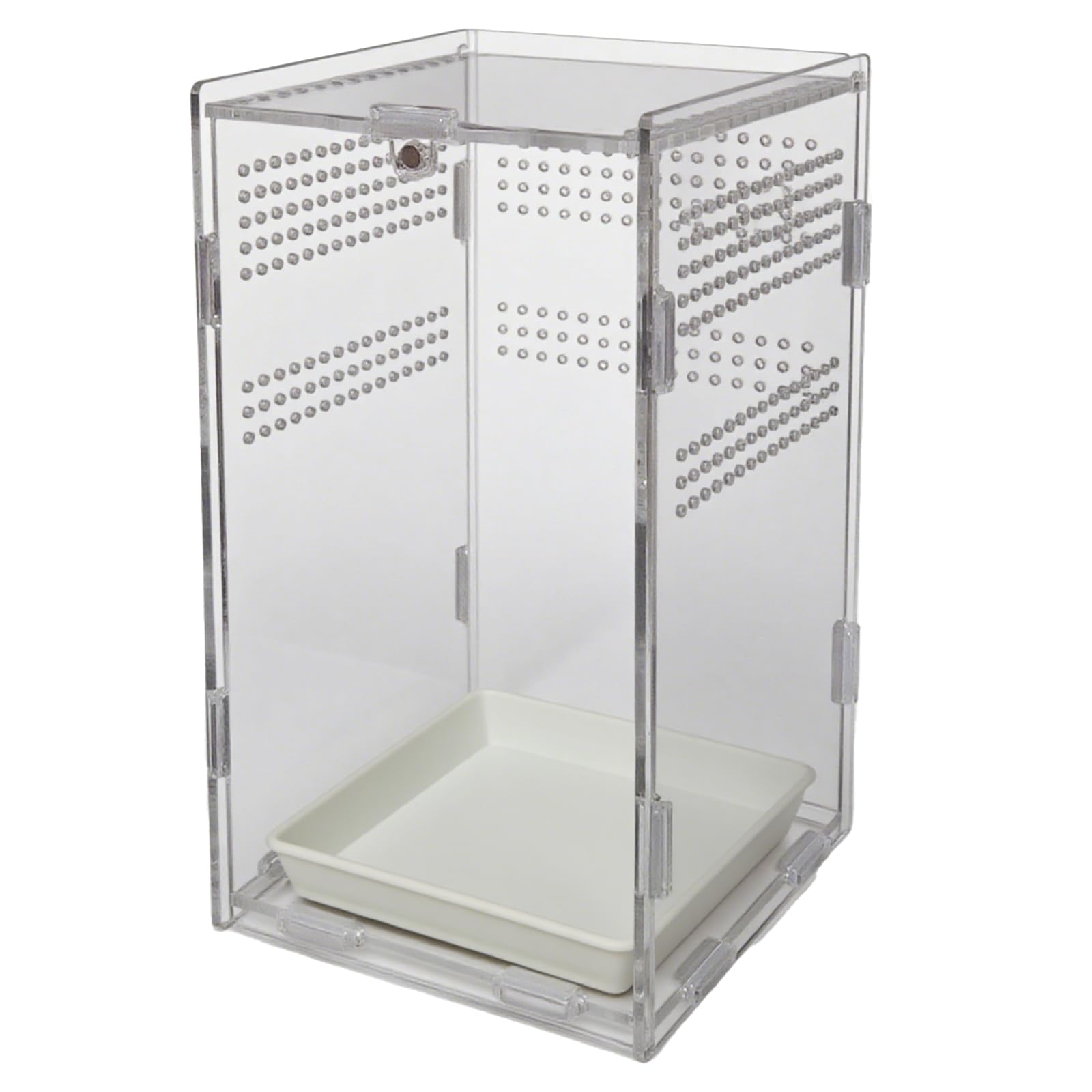 Totzlian acrylic jumping spider enclosure, top view highlighting compact arboreal habitat.