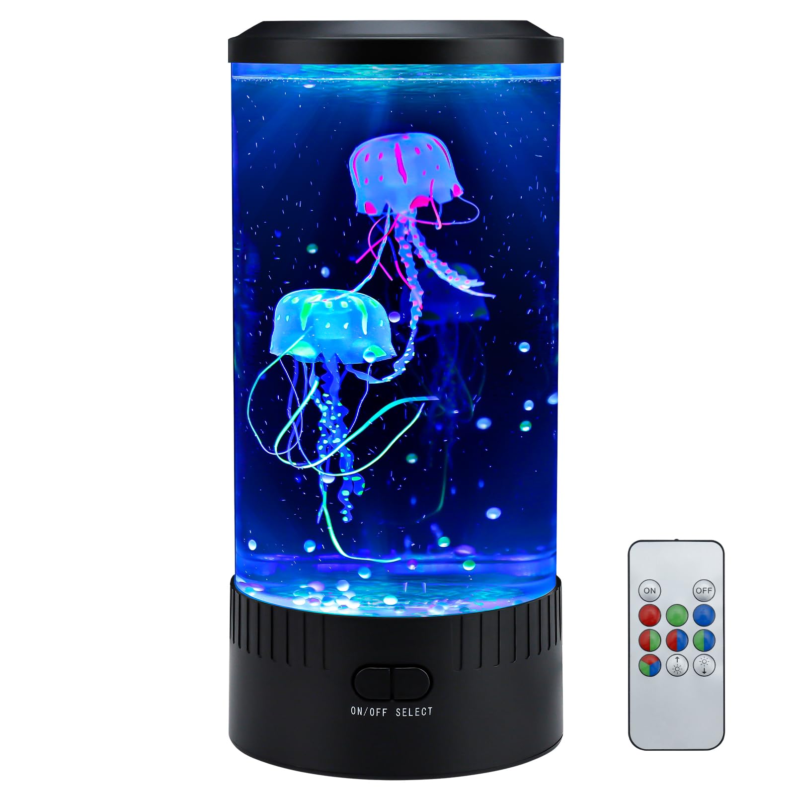 TOUBIK Jellyfish Lamp casts blue glow on a desk for focused work.